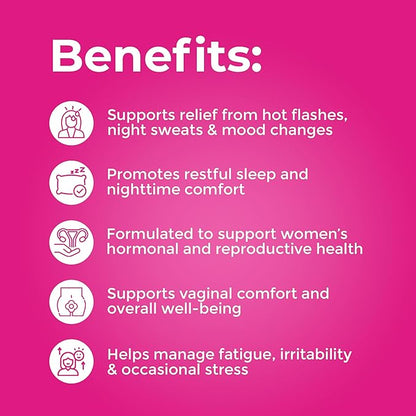 ZENZSUAL Bye Bye Menopause with Melatonin – Natural Menopause Support for Women – Hot Flashes, Night Sweats, Hormone Balance & Restful Sleep – Vegan, Estrogen-Free Menopause Supplement – 60 Capsules