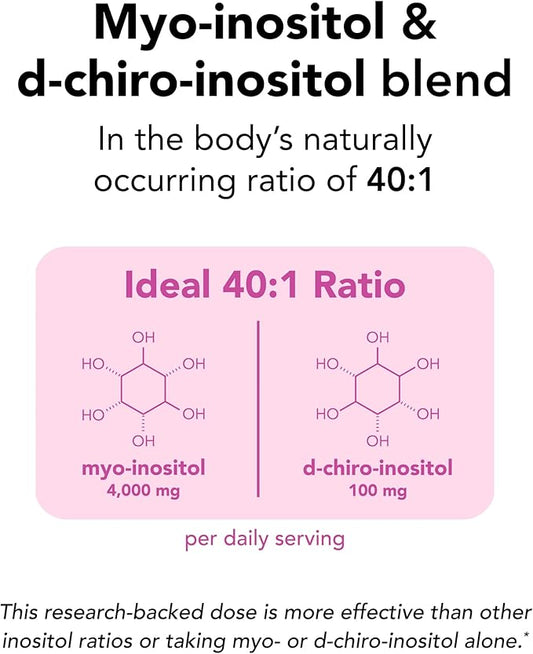 Theralogix Ovasitol Inositol Powder - 90-Day Supply - Myo-Inositol & D-Chiro Inositol for Hormone Balance & Ovarian Function Support* - NSF Certified - 400 g (180 Servings)