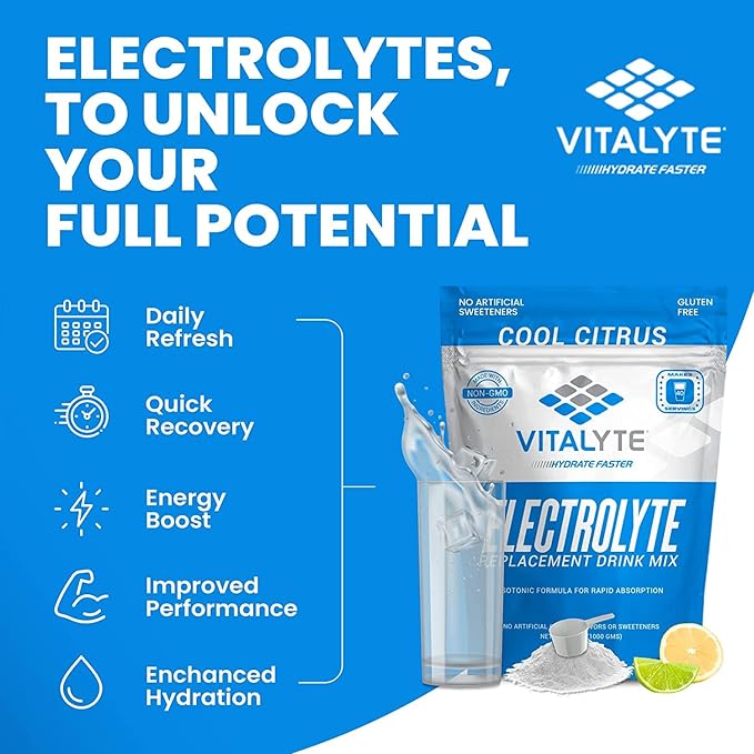 Vitalyte Electrolyte Powder Drink Mix, Isotonic Electrolyte Hydration Mix, Case Pack (6 Pack, Cool Citrus)