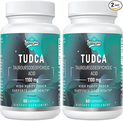 TUDCA 1100mg-Liver Support Supplement for Detox Cleanse, Water-Soluble Bile Salts with Strong Bitter Taste, 120 Vegan Capsules,Non-GMO,Gluten-Free