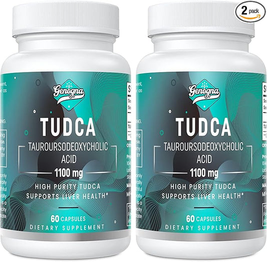 TUDCA 1100mg-Liver Support Supplement for Detox Cleanse, Water-Soluble Bile Salts with Strong Bitter Taste, 120 Vegan Capsules,Non-GMO,Gluten-Free