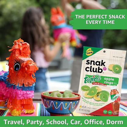 Snak Club Tajin Apple Rings, Sweet & Tasty Gummy Snacks, 2.5oz Snack Size, 12 Count