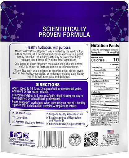 Stone Stopper Drink Mix, Tropical, Kidney Stone Prevention, Calcium Oxalate Protector, Alkali Citrate Support, Developed by Urologists to Improve Hydration and Support Kidney Health, 30 Day Supply
