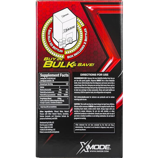 XMODE Energy Shots on Tap with Dispenser & 2 Bottles, 100 Servings - Cherry Bomb Flavor Energy Caffeine Shots - Quick Energy Boost Shots with Vitamins B6 & B12, Caffeine - Great Taste, Zero Calories