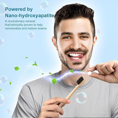 Toothpaste Tablets, Nano Hydroxyapatite with Probiotics, Fluoride & Plastic Free, Eco & Travel Friendly Size, Remineralizing Chewable Toothpaste Tabs - 62ct, Mint