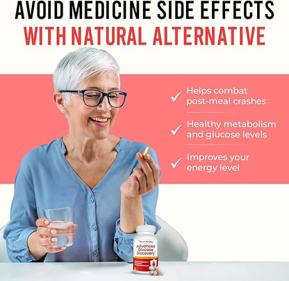 Advanced Glucose Discovery for Sugar Watchers, with Gymnema Sylvestre, Patented Pomegranate Supplement, Crominex 3+, for Glucose Metabolism Wellness - All Natural, Non-GMO - 90 Vegan Capsules