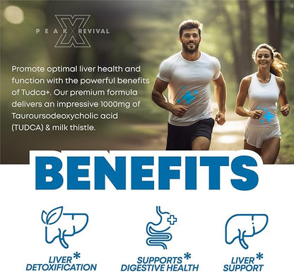 TUDCA+ 1000mg Bile Salt Supplement for Liver Support, Detoxification, Digestive Health, and Skin Health - Made in The USA (60 Vegan Capsules)