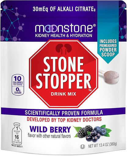Stone Stopper Drink Mix, Wild Berry, Kidney Stone Prevention, Calcium Oxalate Protector, Alkali Citrate Support, Developed by Urologists to Improve Hydration and Support Kidney Health, 30 Day Supply