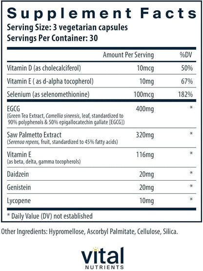 Vital Nutrients - Prostate Health Tx - Evidence-Based Prostate Support - 90 Vegetarian Capsules per Bottle