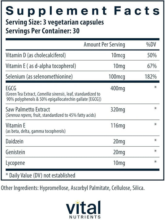 Vital Nutrients - Prostate Health Tx - Evidence-Based Prostate Support - 90 Vegetarian Capsules per Bottle