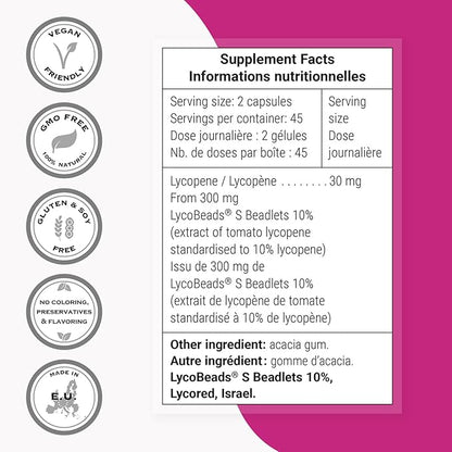 Supersmart - Lycopene 30mg per Day (High Potency) - Tomato Extract 10% Carotenoids - Lycopene Supplement | Non-GMO & Gluten Free - 90 Capsules