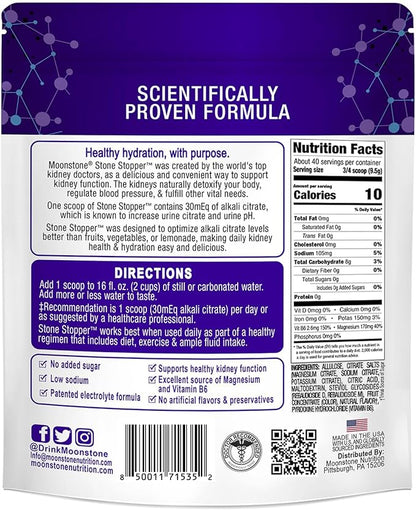Stone Stopper Drink Mix, Wild Berry, Kidney Stone Prevention, Calcium Oxalate Protector, Alkali Citrate Support, Developed by Urologists to Improve Hydration and Support Kidney Health, 30 Day Supply