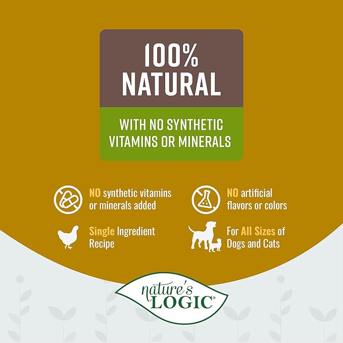 Nature's Logic Dehydrated Bone Broth Powder - 100% Natural Dog & Cat Topper - Rich in Glucosamine & Chondroitin - Boosts Immune System - Gluten-Free, No Synthetic Ingredients - Chicken, 6oz