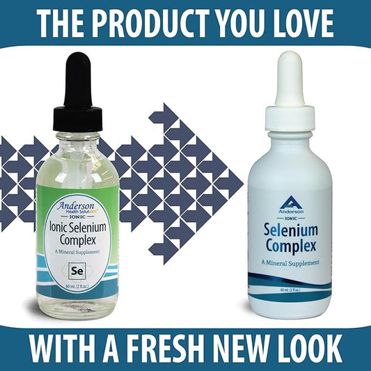Anderson Ionic Selenium Complex, Liquid Selenium Supplement Drops, Supports Thyroid and Immune System, Antioxidant, Fights Free Radicals, Mineral Glass Bottle with Dropper, 40 Servings, 2 fl oz