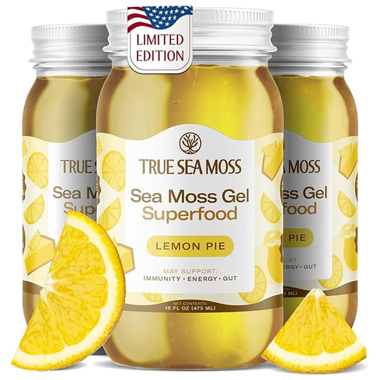 TrueSeaMoss Sea Moss Gel – Made in USA – Wildcrafted Seamoss, Fresh Fruits & Sea Vegetables – Lemon Pie, Pack of 1 (Labels may Vary)