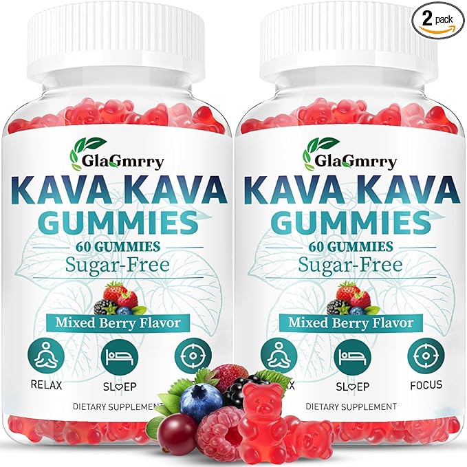 2 Pack Kava Kava Gummies 500mg, Calm Gummies for Relax, Calm, Focus & Sl♡ep, Kava Kava Root Extract Alternative to Kava Powder Capsules, Melatonin-Free, Sugar Free, Vegan, Mixed Berry Flavor, 120 Ct