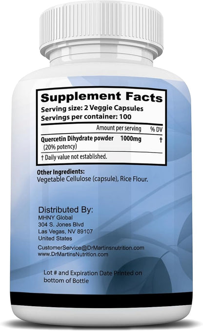 1000mg Quercetin - 200 Capsules | Immune Support, Antioxidant for Seasonal Sinus Relief & Cardiovascular Health | Maintains Inflammatory & Immune Responses | Men & Women