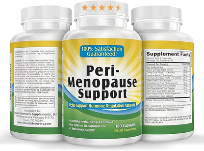 3-Month PERI-Menopause Supplements (All-in-1) Women's Hormone Support for Women | Blend of 11 Herbs & Extracts | PeriMenopause Supplement | Female Hormonal Balance | 90-Day Supply | 180 Capsules