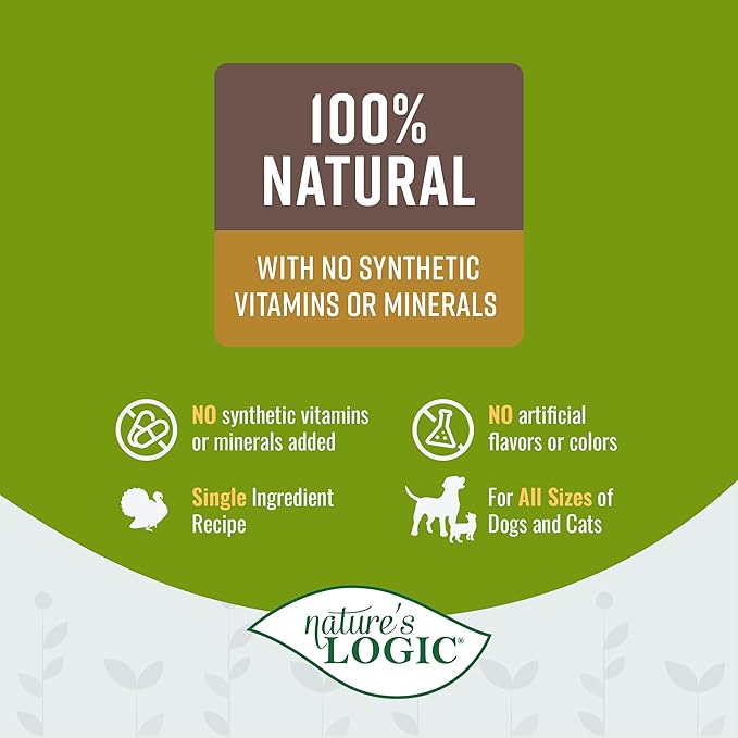 Nature's Logic Dehydrated Bone Broth Powder - 100% Natural Dog & Cat Topper - Rich in Glucosamine & Chondroitin - Boosts Immune System - Gluten-Free, No Synthetic Ingredients - Turkey, 6oz