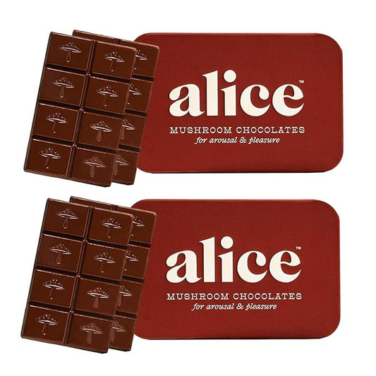 Alice Mushrooms Happy Ending 2-Pack | Sensual Mushroom Chocolates | Improves Mood, Performance, Vitality, Energy and Engagement | Cordyceps, Ashwaganda, Cayenne, Cinnamon