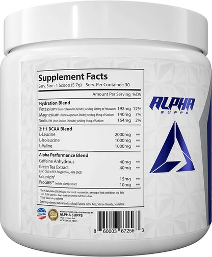 Amino NRG+ BCAA Amino Energy Recovery Powder - Hydration Blend with Electrolytes - Focus Blend for Optimal Performance Support in Men & Women (30 Servings, Peachy Mango)