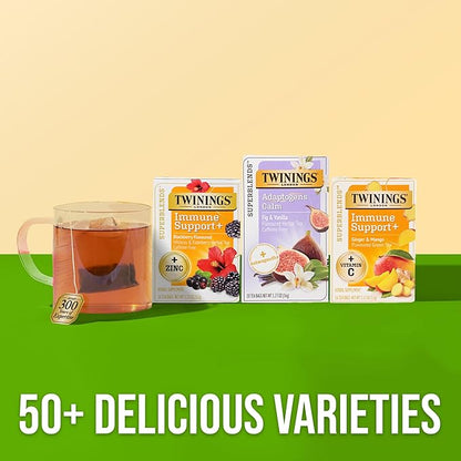 Twinings Superblends Adaptogens Calm with Ashwagandha Fig & Vanilla Flavoured Herbal Tea Caffeine-Free, 18 Tea Bags (Pack of 1), Enjoy Hot or Iced