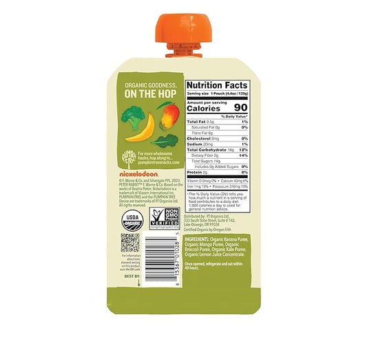 Peter Rabbit Organics Fruit Vegetable, Squeezable Pouches, 4 Ounce (Pack of 18)