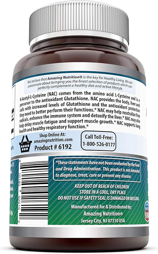 Amazing Formulas NAC 600 Mg | N-Acetyl Cysteine Supplement | Capsules | Non-GMO | Gluten Free | Made in USA (2 Pack, 250 Count)