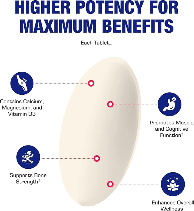 Advanced Calcium Magnesium Supplement - Clinically Formulated Magnesium Calcium with Vitamin D3 B1 B3 & B6 for Muscle Nerve Heart and Bone Health Support - Vegetarian Gluten Free Non-GMO (1 Month) M