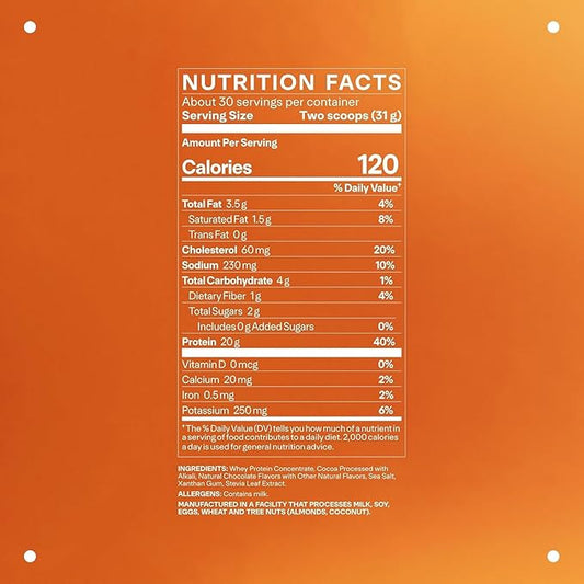 Whey Protein - Trusted by Life Time Fitness Members - Grass-Fed Whey Protein Powder - with Amino Acids - Aids Lean Muscle & Recovery - Supports Immune & Liver Health - Chocolate (30 Servings)