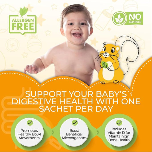 A Step 1 Able Probiotics Powder for Infants & Babies, Support Gut Health, Allergen Free, Tasteless Powder, Aged 3-12 Months, Multi-Strain 3 Billion CFU, 60g (30 Packets) - 1 Month Supply