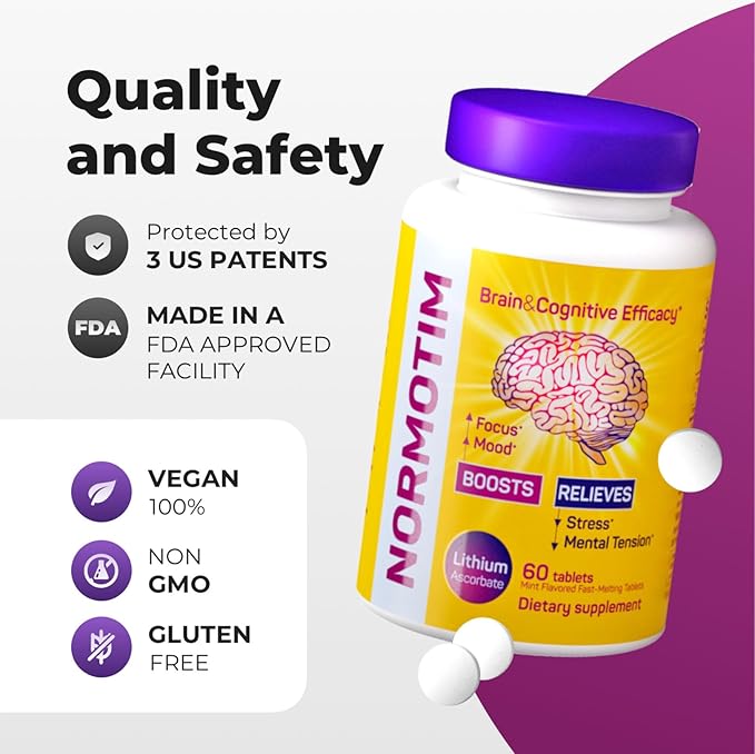 Brain Supplements for Memory and Focus – Powerful Memory Vitamins for Women & Men – Memory Pills with Lithium Supplements, Ascorbate, B1, B6 – Mood & Clarity Booster – 60 Tablets