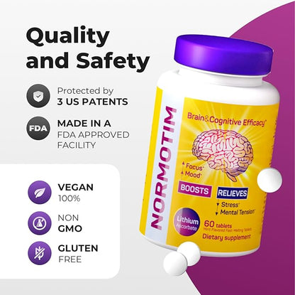 Brain Supplements for Memory and Focus – Powerful Memory Vitamins for Women & Men – Memory Pills with Lithium Supplements, Ascorbate, B1, B6 – Mood & Clarity Booster – 60 Tablets