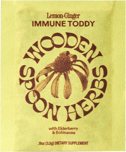 Wooden Spoon Herbs - Refreshing Lemon-Ginger Immune Support Drink Mix | Includes Immunity Boosting Organic Elderberry, Echinacea, Plant-Sourced Zinc & Vitamin C | 10 On-The-Go Sachets (1 Carton)