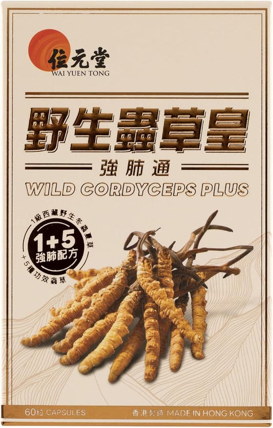 Wild Cordyceps Plus – Tibetan Wild Cordyceps & 5 Cultivated Cordyceps for Immune, Energy & Lung Support – 60 Capsules