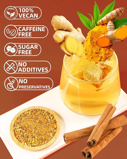 120 Premium Turmeric Ginger Cinnamon Tea Bags, 100% Natural Herbal Blend, Supports Digestion & Immune Health, No Sugar, No Caffeine, No Additives, Vegan, Premium Ingredients