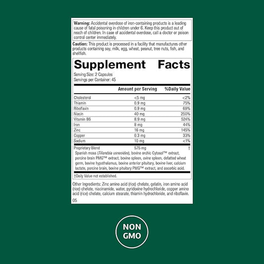 Standard Process Inc. Neuroplex - Whole Food Nervous System Supplements, Brain Health and Brain Support with Thiamin, Spanish Moss, Riboflavin, Calcium Lactate, Vitamin B6, Niacin - 90 Capsules