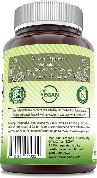 Amazing India Neem (Made with Natural Neem Leaf) Supplement | 500 Mg | 120 Veggie Capsules | Non-GMO | Gluten-Free | Made in USA