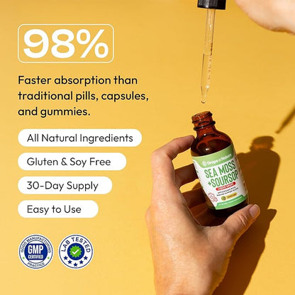 Soursop with Sea Moss Liquid Supplement – More Concentrated Than Sea Moss Gel – Easily Mix with Drinks – Soursop Bitters Liquid Drops for Hydration and Immune Support (Lemon Lime, 60mL)