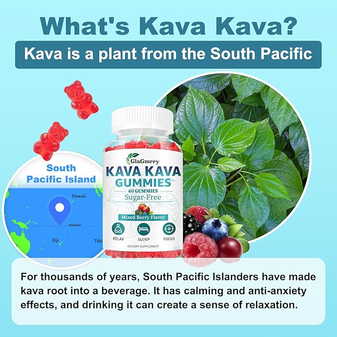 2 Pack Kava Kava Gummies 500mg, Calm Gummies for Relax, Calm, Focus & Sl♡ep, Kava Kava Root Extract Alternative to Kava Powder Capsules, Melatonin-Free, Sugar Free, Vegan, Mixed Berry Flavor, 120 Ct