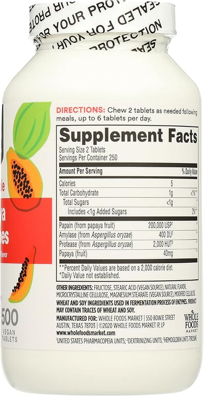 365 by Whole Foods Market, Papaya Enzymes, 500 Chews