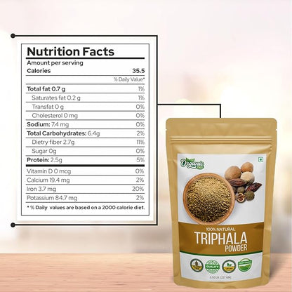 Triphala Powder – Sundried Amla, Bibhitaki and Haritaki Fruits- 227 Gram Pack of 1