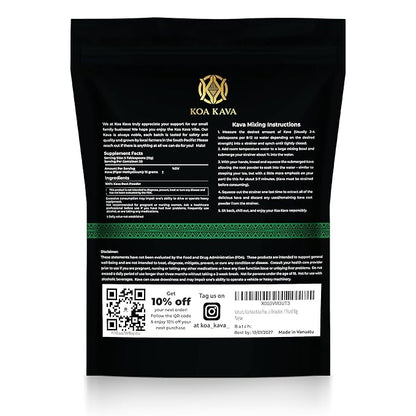Vanuatu Koa Kava Kava Powder - Premium Noble Waka Kava Tea made from Lateral Roots in Vanuatu for Authentic Relaxation. 1 Pound Bag