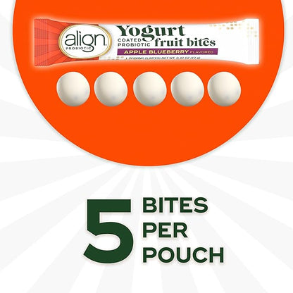 Align Yogurt Coated Probiotic Fruit Bites, Added Probiotic Helps Support Digestive Health, Apple Blueberry Flavor, 21 Pouches