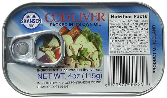 Skansen Cod Liver Packed in Own Oil (115 g) From Iceland pack of 3