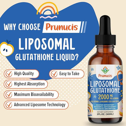 2000MG Liposomal Glutathione Liquid, 98% Absorption, Active Form L-Glutathione Supplement, Vegan Friendly, Powerful Antioxidant Complex for Immune System, Aging Defense, Detox, 16 FL.OZ