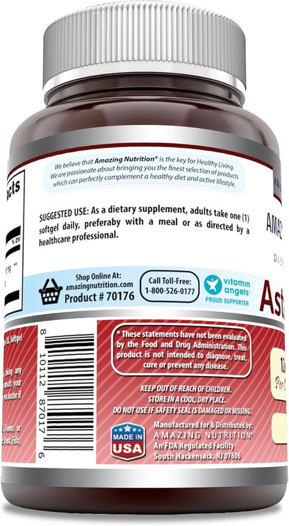 Amazing Formulas Astaxanthin 12 Mg Supplement | 60 Softgels | Non-GMO | Gluten Free | Made in USA