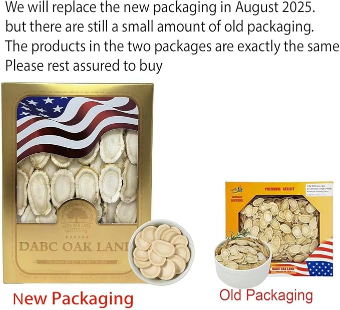 American Ginseng Slices from Wisconsin, American Wisconsin Ginseng Slices Root for Tea, Energy for Men Women Health Boosts Immunity, 多年生長 花旗參/西洋參, Larger Round Strip 1 Box of 8 Ounces