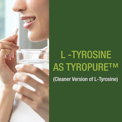 TyroPure L Tyrosine Supplement. More Bioavailable, Cleaner Version of L-Tyrosine. Vegan, Naturally Fermented 500mg Capsules for Mental Clarity, Dopamine. Mood Support for Women and Men