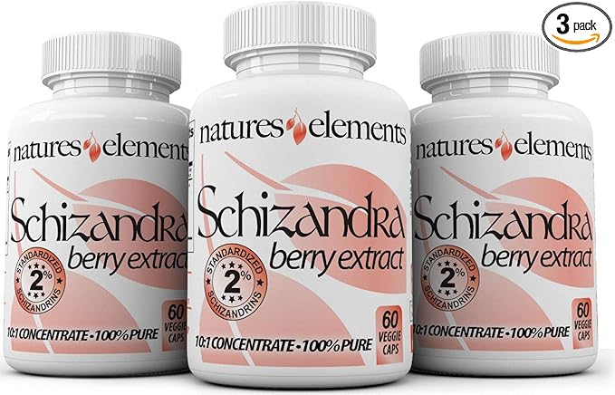Natures Elements Schizandra Berry Extract – 3 Pack – 10:1 Concentrated Herbal Supplement – 1000mg Per Serving - Veggie Capsules – 60 Count Each – Non-GMO, 100% Pure – 1 Month Supply